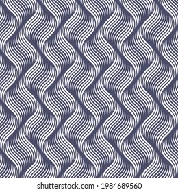 Patrón vectorial con ondas geométricas. Una textura interminable y elegante. Color de fondo monocromático de arrastre que se repite lineal en diferentes tamaños en cada objeto. El patrón está en el panel de swatches