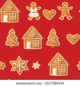 Vector pattern with gingerbread cookies