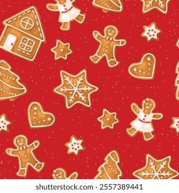 Vector pattern with gingerbread cookies