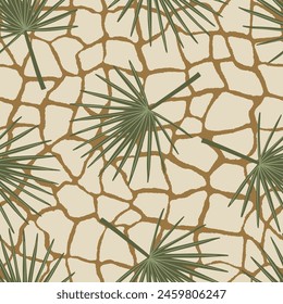 Vector pattern with giraffe texture and leaves. Trendy background for textile, wallpaper and apparel design. 