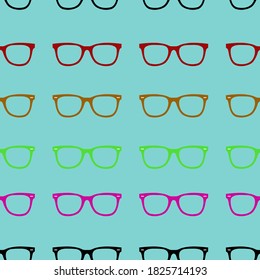 Vector pattern of glasses, with a combination of several colors.