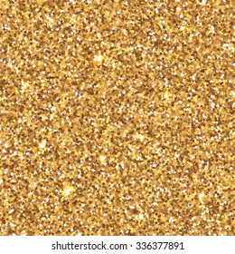 Vector pattern with gold glitter stars and lights, sparkles. Golden new year background