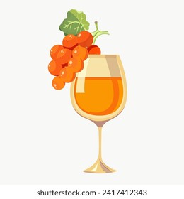 uvas de patrón vectorial, hojas, vidrio, vino