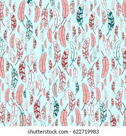 Vector  pattern of graphic feathers