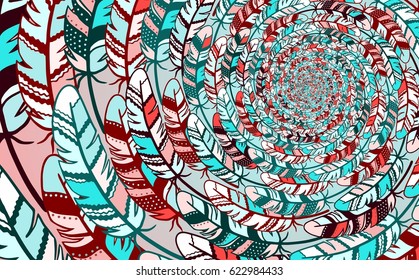 Vector pattern of graphic feathers