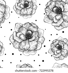 Vector pattern with graphic flowers 