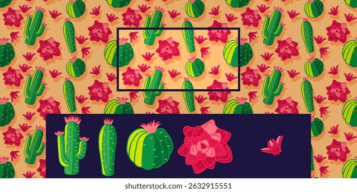 vector pattern graphic resources floral flower cactus resources