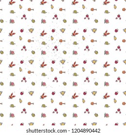 vector pattern of graphic sketch mushrooms