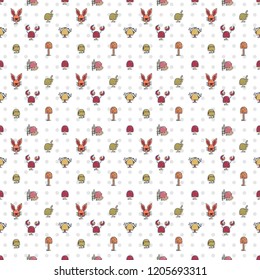 vector pattern of graphic sketch mushrooms