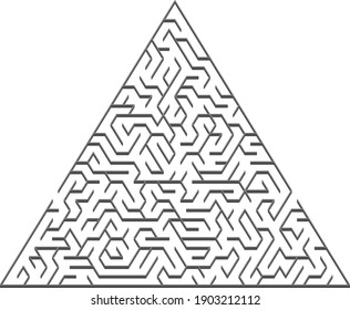 Vector pattern with a gray triangular 3D labyrinth. Modern illustration with maze on a white backdrop. Concept for making right choices.