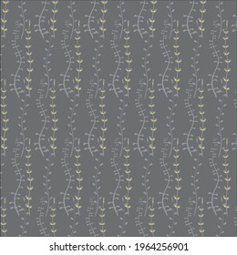 Vector Pattern gray with yellow. Plants and herbs . Wallpaper for the living room. Curtains .