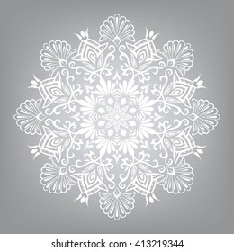 Vector pattern in the Greek style. Stylized Ancient pattern. Vector circular pattern on the simple background. Floral pattern with Greek motifs on a gray background.