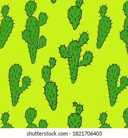 Сolor vector pattern green cacti