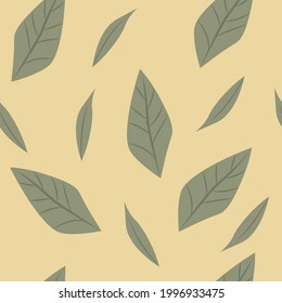 vector pattern with green leaves. flat image of a pattern of different green leaves 