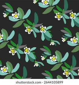 Vector pattern of green leaves of a herbaceous plant of the Polygonum. Summer mood of nature. Earth braided with leaves. For eco design of textiles, packaging, backgrounds.