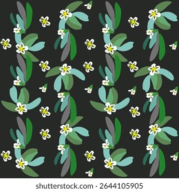 Vector pattern of green leaves of a herbaceous plant of the Polygonum. Summer mood of nature. Earth braided with leaves. For eco design of textiles, packaging, backgrounds.
