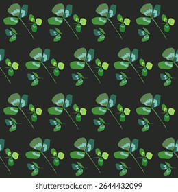 Vector pattern of green leaves of a herbaceous plant. Summer mood of nature. The earth is braided with leaves. For eco design of textiles, packaging, backgrounds.