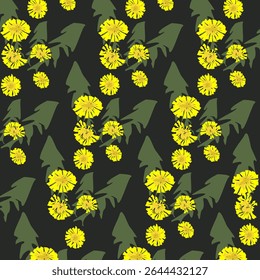 Vector pattern of green leaves of a herbaceous plant. Summer mood of nature. The earth is braided with leaves. For eco design of textiles, packaging, backgrounds.