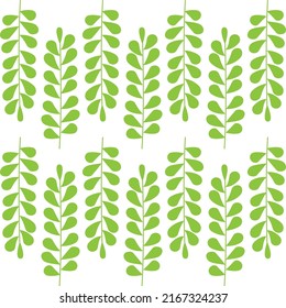 Vector pattern of green leaves on a white background
