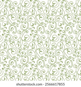 Vector pattern of green ornament.Green ornament on white background in vector seamless pattern.