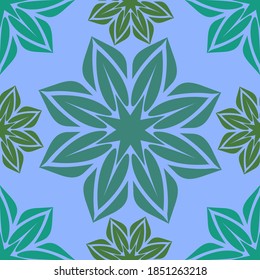 patrón vectorial de tonos verdes con flores, pétalos. para textiles, papel pintado, azulejos