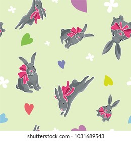 Vector pattern with grey rabbits.