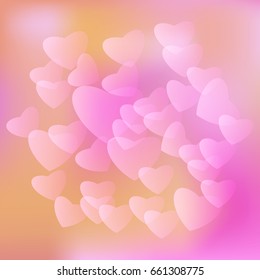 vector pattern group of pink hearts on a pink background