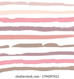 Vector pattern with grunge stripes isolated on white. Pastel-colored lines. Trendy background. Texture with horizontal brush strokes