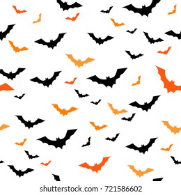 Vector pattern for Halloween with bats on white background.