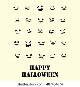 vector pattern for Halloween holiday with dark scary faces on beige background 