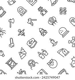 Vector Pattern with Halloween, Seamless Background.