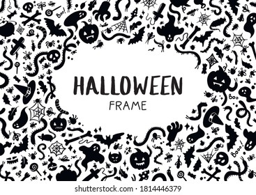 Vector pattern for halloween silhouettes frame