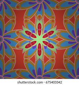 Vector pattern. Hand drawn pattern. Art inspi style flowers and leaves background. Doodle flowers seamless pattern.