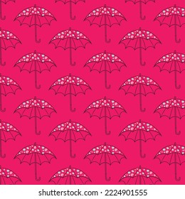 Vector pattern with hand drawn colorful umbrellas. Childish texture. Great for fabric, textile Vector Illustration