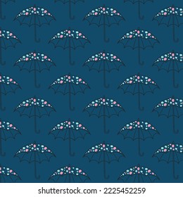 Vector pattern with hand drawn colorful umbrellas. Childish texture. Great for fabric, textile Vector Illustration