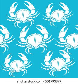 Vector pattern with hand drawn Crab, Brachyura. Advertising, menu or packaging cool design elements.
