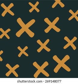 Vector pattern with hand drawn crosses stroke, brush, paint, background. Hipster style design