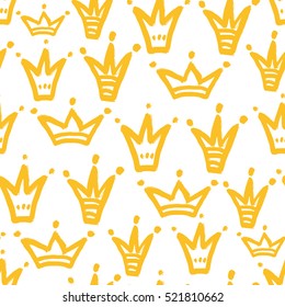 Vector pattern with hand drawn crowns. 