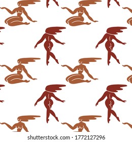 Vector pattern with  hand drawn flat illustration of girls isolated. Template for card, poster, banner, print for t-shirt, pin, badge, patch.