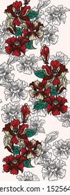 Vector pattern with hand drawn flowers