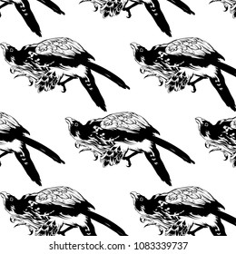 Vector pattern with  hand drawn illustration of falcon isolated.  Template for card, poster, banner, print for t-shirt, placard. 