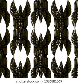 Vector pattern with hand drawn illustration of woman made in art deco style isolated. Template for card, poster. banner, print for t-shirt, pin, badge, patch.