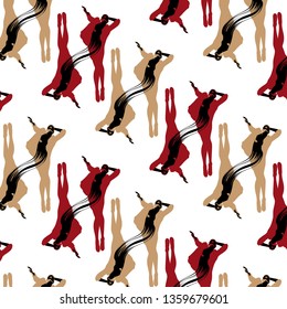 Vector pattern with hand drawn illustration of women isolated. Template for card, poster. banner, print for t-shirt, pin, badge, patch.