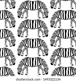 Vector pattern with hand drawn illustration of zebra with two heads. Template for card, poster. banner, print for t-shirt, pin, badge, patch.