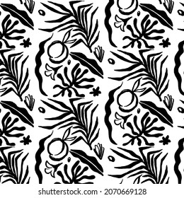 Vector pattern with hand drawn illustration with still life with floral elements . Creative artwork. Template for card, poster, banner, print for t-shirt, pin, badge, patch.