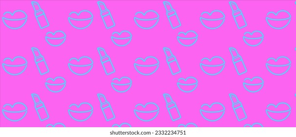 Vector pattern with hand drawn lips and lipstick isolated on white. Abstract hand drawn shapes, ink textures. Creative fashion fabric, freehand background