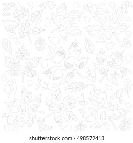 vector pattern with hand drawn maple leaf on a white background