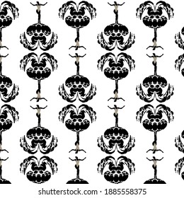 Vector pattern with hand drawn minimalistic illustration of medusa and gymnast. Creative artwork. Template for card, poster, banner, print for t-shirt, pin, badge, patch.