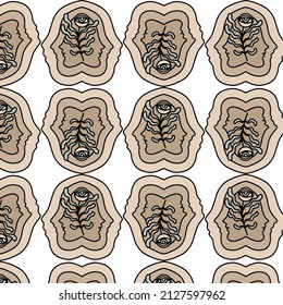 Vector pattern with hand drawn minimalistic surreal illustration with eye . Creative artwork. Template for card, poster, banner, print for t-shirt, pin, badge, patch.