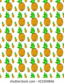 vector pattern with hand-drawn ananas/ pineapple, doodle, sketch